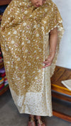 Cream and Beige Printed Jute Net Suit - DE312