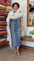 Indigo and White Block Printed Cotton Suit with Applique Dupatta