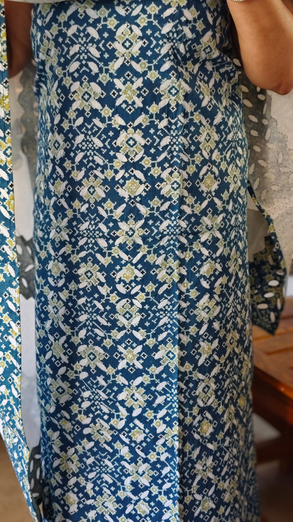 Indigo and White Applique work suit