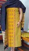 Mustard and Blue Printed Cotton Suit