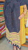 Mustard and Blue Printed Cotton Suit