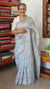 Light Teal Linen Saree with Hand Embroidery - 5N3D