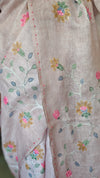 Dusty Mauve Linen Saree with Hand Embroidery - 5N3D