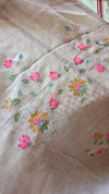 Dusty Mauve Linen Saree with Hand Embroidery - 5N3D