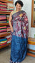 Wine Maroon Floral Printed Tussar Silk Saree with Copper Zari Borders - LS11