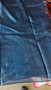 Wine Maroon Floral Printed Tussar Silk Saree with Copper Zari Borders - LS11