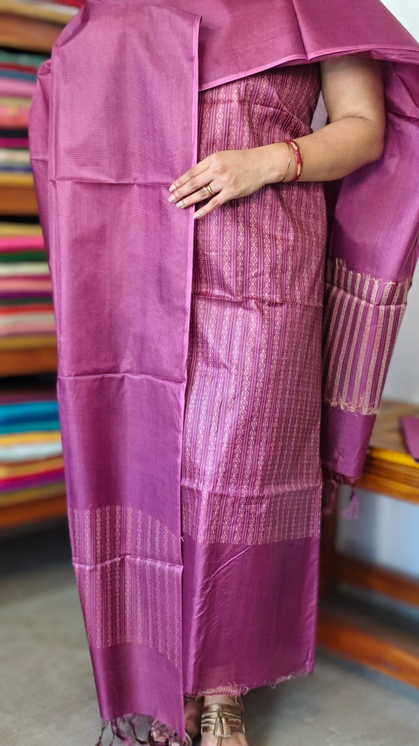 Wine Purple Noel Tussar Silk Suit - MNT4