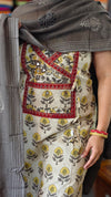 Light Cream and Grey Block Printed Cotton Suit