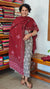 Grey and Maroon Block printed Cotton Suit