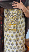Light Cream and Dark Grey Block Printed Cotton Suit