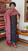 Black and Red Cotton Suit with Ajrakh Dupatta