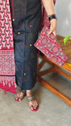 Black and Red Cotton Suit with Ajrakh Dupatta