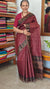Maroon Block Printed Noel Tussar Silk Saree - TQN2
