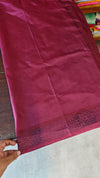 Dark Magenta Printed Noel Tussar Silk Saree