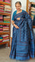 Classic Blue Block Printed Noel Tussar Silk Saree - TQN2