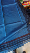 Classic Blue Block Printed Noel Tussar Silk Saree - TQN2