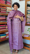 Dark Lavender Semi Tussar Suit with Copper Thread Embroidery - TTV4