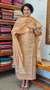 Golden Beige Semi Tussar Suit with Copper Thread Embroidery - TTV4