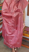 Coral Pink Semi Tussar Suit with Copper Thread Embroidery - TTV4