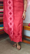 Burnt Peach Cotton Linen Applique Suit - RXC3