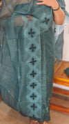 Bottle Green Linen Cotton Suit with Applique Work - RXC3
