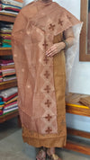 Brown Cotton Linen Suit with Applique Work - RXC3