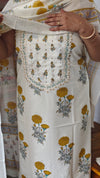 Off White Block Printed Cotton Suit - XC33