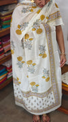 Off White Block Printed Cotton Suit - XC33