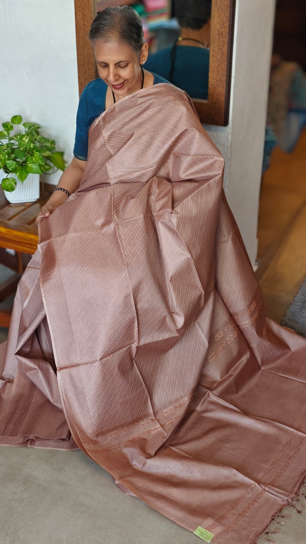 Rosye Beige Woven Noel Tussar Silk Saree - 34NU