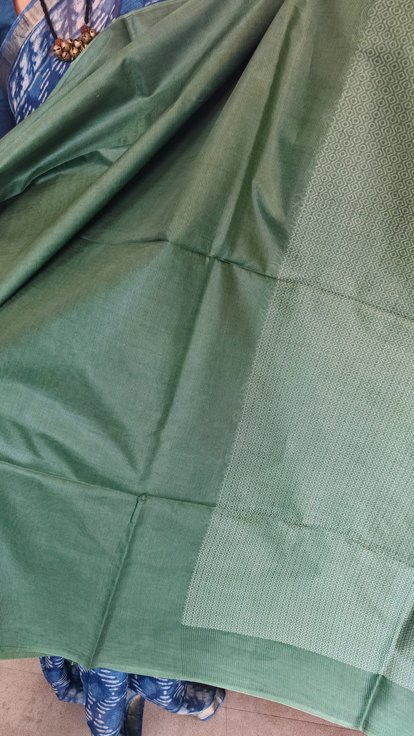 Forest Green Woven Noel Tussar Silk Saree - 34NU