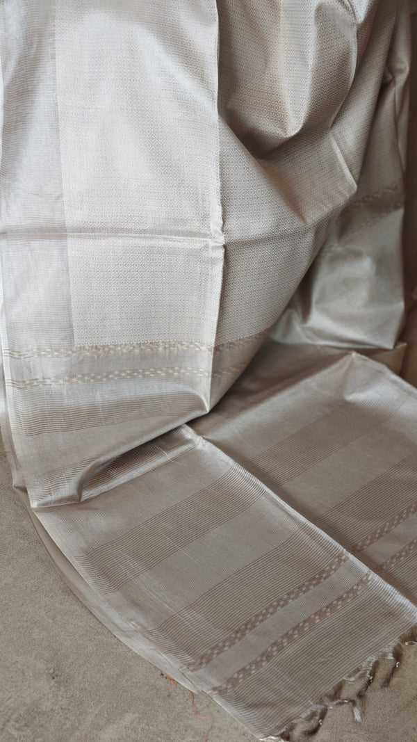 Ivory Woven Noel Tussar Silk Saree - 34NU