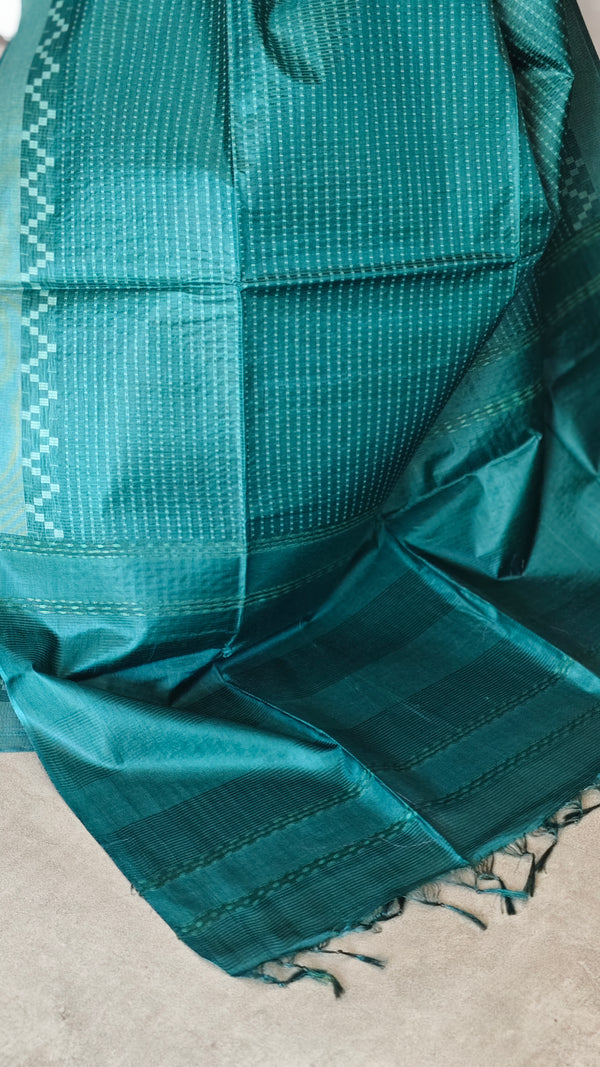 Bottle Green Woven Noel Tussar Silk Saree - 34NU