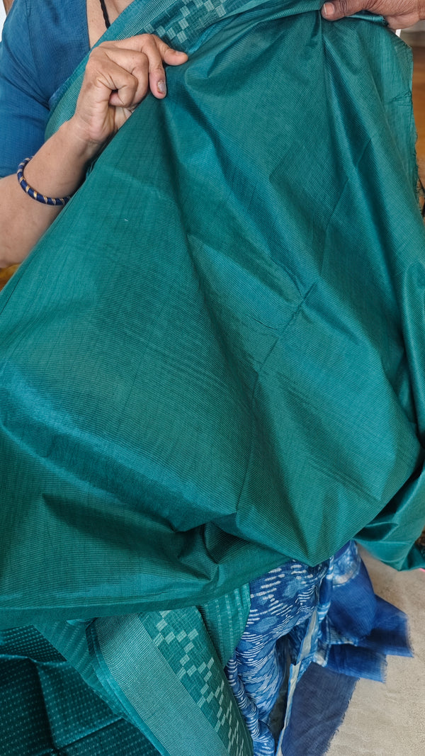 Bottle Green Woven Noel Tussar Silk Saree - 34NU