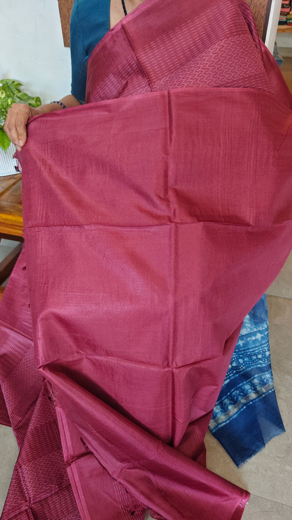 Maroon Woven Noel Tussar Silk Saree - 34NU