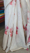 Cream Blended Linen Saree