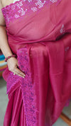 Maroon Kota Saree with Dark Pink Cutwork borders - 409M