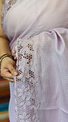 Lavender Kota Saree with Cutwork Borders - 409M
