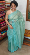 Teal Kota saree with Cutwork Borders - 409M