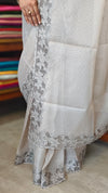 Greige Kota Saree with Cutwork Borders - 409M
