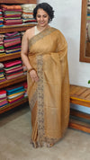 Brown Mustard Kota Saree with Cutwork Borders - 409M