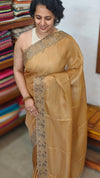 Brown Mustard Kota Saree with Cutwork Borders - 409M