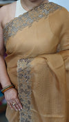 Brown Mustard Kota Saree with Cutwork Borders - 409M