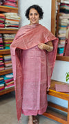 Mauve Semi Tussar Suit with Copper Thread Embroidery - TTV4