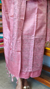 Mauve Semi Tussar Suit with Copper Thread Embroidery - TTV4