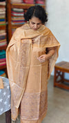 Sandalwood Semi Tussar Suit with Copper Thread Embroidery - TTV4