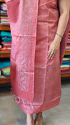 Light Peach Semi Tussar Suit with Copper Thread Embroidery - TTV4