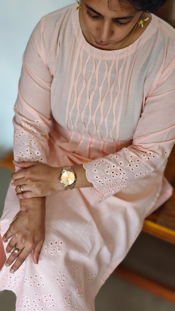 Light peach Long top with Pin Tucks