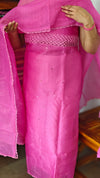 Pink Supernet Kota Suit with Hand Crochet - TB48