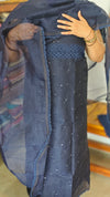 Navy Blue Supernet Kota Suit with Hand Crochet - TB48