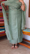 Mint Green Embroidered Crushed Organza Suit